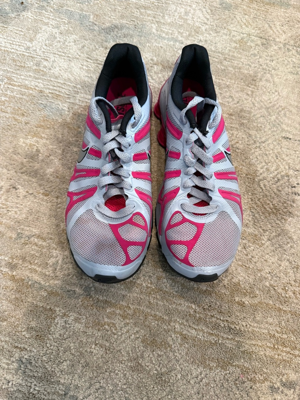 Nike Women's Grey and Pink Athletic Running Shoes